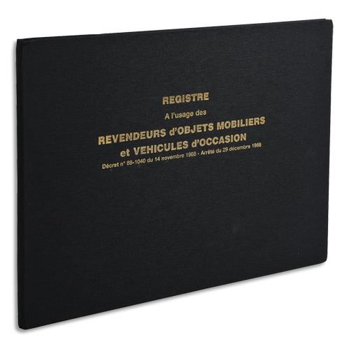[450392] LE DAUPHIN Registre objet mobilier et véhicules d'occasion 24x32cm 110 pages. Coloris noir