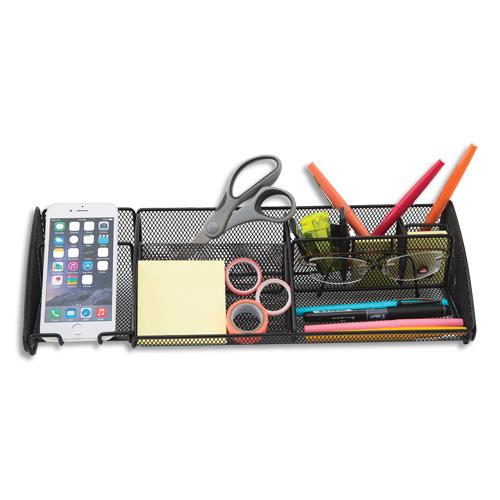 [450461] ALBA Organiseur de bureau en métal Mesh 9 compartiments. Dimensions (lxhxp) : 38x9x13 cm. Noir