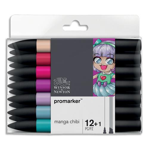 [450470] WINSOR & NEWTON Set de 12 PROMARKER + 1 blender. Couleurs Manga.