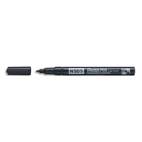 [450512] PENTEL Marqueur permanent N50. Pointe fine. Encre résistante aux conditions -30°C +60°C. Coloris noir