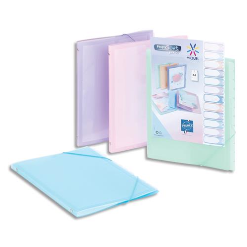 [450551] VIQUEL Trieur PROPYSOFT 12 positions en polypropylène 5/10ème. Fermeture par élastique. Coloris assortis