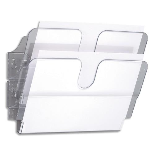 [450609] DURABLE Trieur mural paysage FLEXIPLUS 2 cases, jusqu'au format A4+. Dim (lxhxp) : 34x25x10 cm. Incolore