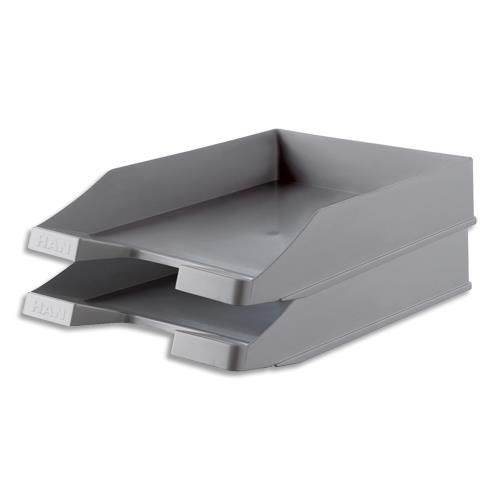 [450632] HAN Corbeille à courrier KARMA en polystyrène. Jusqu'au format A4+. Dim (lxhxp) : 25,5x6,5x34,8 cm. Gris