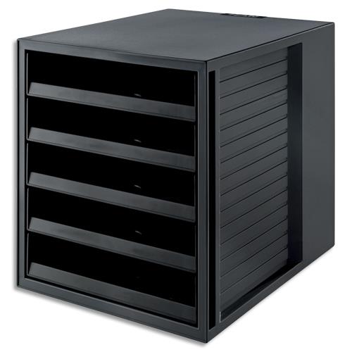 [450634] HAN Module de classement 5 tiroirs ouverts. Jusqu'au format A4+. Dim (lxhxp): 27,5x32x33 cm. Coloris noir