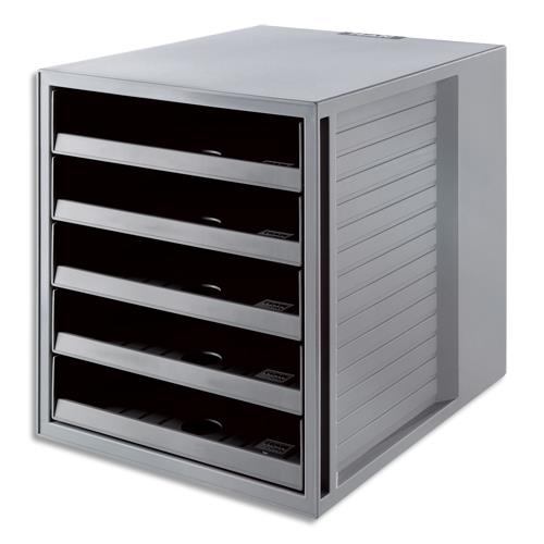 [450635] HAN Module de classement 5 tiroirs ouverts. Jusqu'au format A4+. Dim (lxhxp): 27,5x32x33 cm. Coloris gris