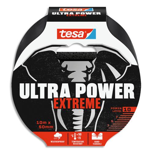 [450879] TESA Ruban réparation POWER EXTREME 10mx5cm ultra résistant, déchirable à la main. Coloris noir