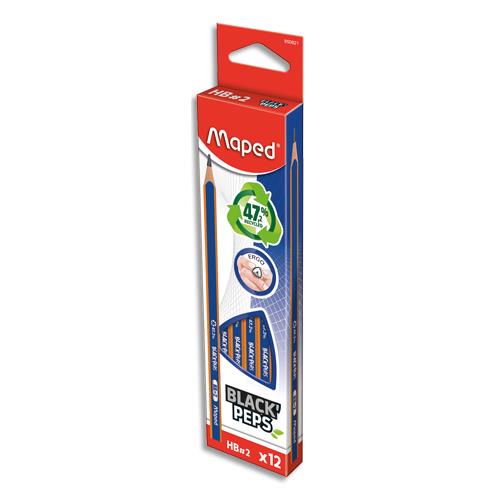 [450903] MAPED Crayon graphite HB BLACK PEPS NAVY, embout PEINT. 47,20% matériau recyclé 19% matière naturelle