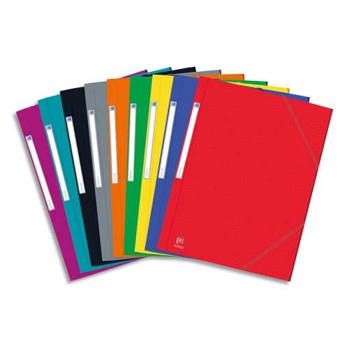 [177732] OXFORD Chemise 3 rabats et élastique EUROFOLIO en carte grainée 5/10e, 450g. Pour format A4. Assortis