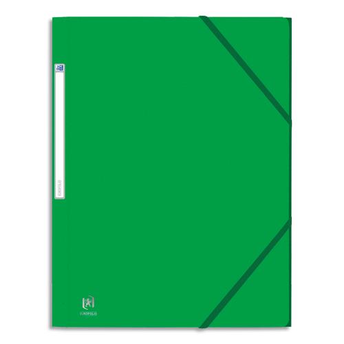 [177740] OXFORD Chemise 3 rabats et élastique EUROFOLIO en carte grainée 5/10e, 450g.Pour format A4. Coloris vert