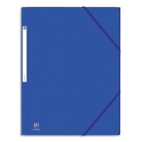 [177783] OXFORD Chemise 3 rabats et élastique EUROFOLIO en carte grainée 5/10e, 450g. Pour format A4. Coloris Bleu