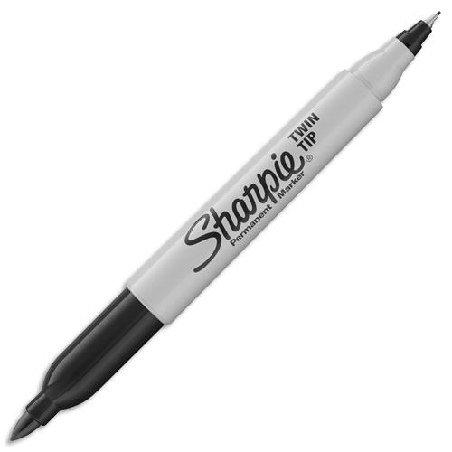 [451017] SHARPIE Marqueur permanent SHARPIE Twin Tip à pointe double 0,9/0,5mm. Coloris noir