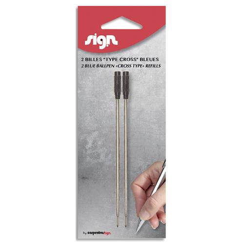 [451089] SIGN Blister de 2 recharges billes compatible CROSS pointe moyenne. Coloris noir