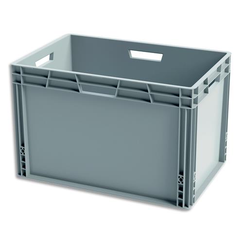 [451184] VISO Bac de rangement Gris en polypropylène, gerbable, charge 10L - Dimensions : L60 x l40 x H33 cm