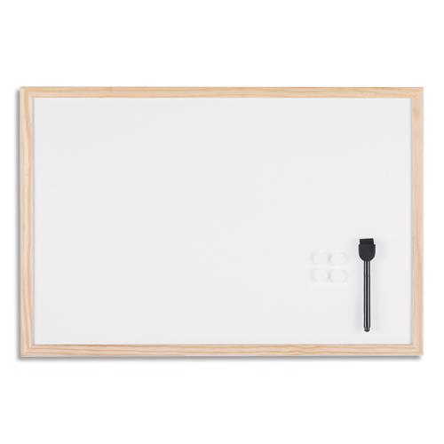 [451408] BI-OFFICE Tableau blanc magnétique, surface en acier laqué, cadre en bois de pin. Format 60x40 cm (dont eco-taxe mobilier de 0,55 €)