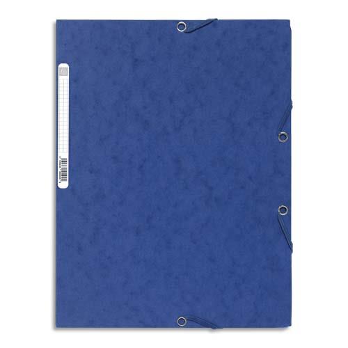 [185852] EXACOMPTA Chemise 3 rabats et élastique, en carte lustrée 5/10e, 400gr. Format 24x32cm. Coloris Bleu.