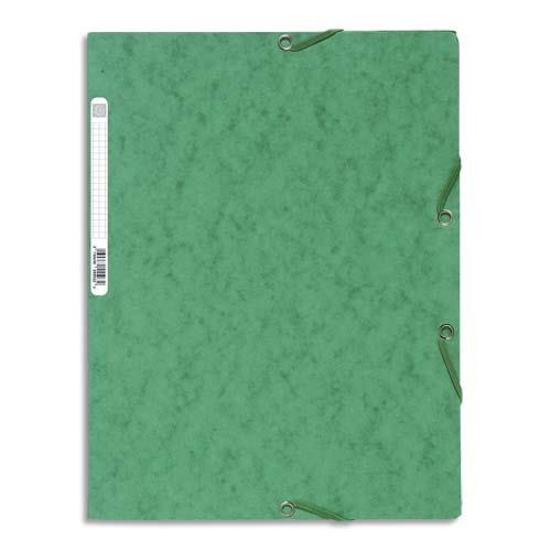 [185860] EXACOMPTA Chemise 3 rabats/ élastique, carte lustrée 5/10e, 400gr. Format 24x32cm. Coloris Vert.