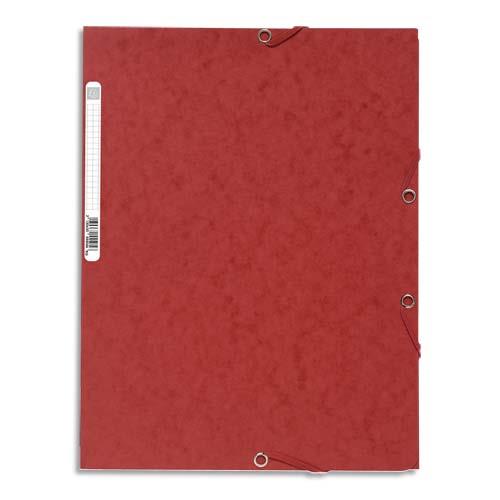 [185895] EXACOMPTA Chemise 3 rabats et élastique, en carte lustrée 5/10e, 400gr. Format 24x32cm. Coloris Rouge.