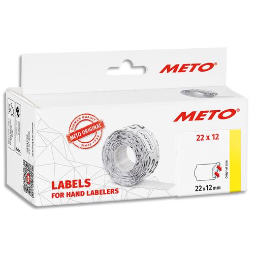 [452199] METO Boîte de 6 rouleaux étiquettes Meto 22x12mm blanches sinusoïdales adhésif permanent