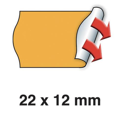 [452201] METO Boîte de 6 rouleaux étiquettes Meto 22x12mm fluo orange sinusoïdales adhésif permanent