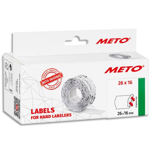 [452212] METO Boîte de 6 rouleaux étiquettes Meto 26x16mm blanches sinusoïdales adhésif permanent