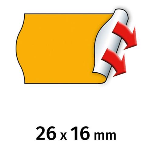 [452216] METO Boîte de 6 rouleaux étiquettes Meto 26x16mm fluo orange sinusoïdales adhésif permanent