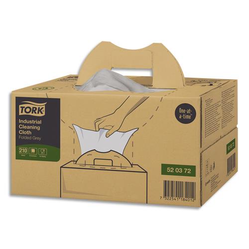 [452726] TORK Boîte distributrice 210 Chiffons de nettoyage Industriel enchevêtrés Gris - Format : 41,5 x 35,5 cm