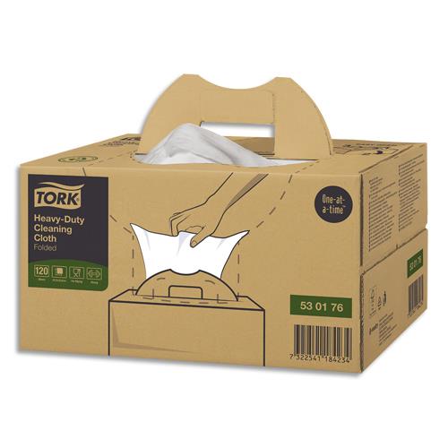 [452727] TORK Boîte distributrice 120 Chiffons de nettoyage Industriel enchevêtrés blanc - Format : 61,5 x 35,5 cm