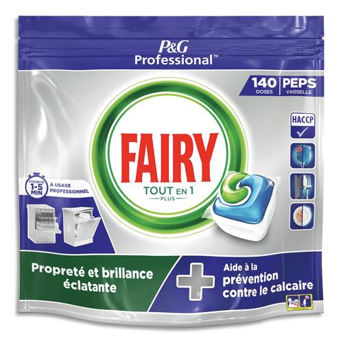 [453948] FAIRY Boîte de 140 dosettes tout en un pour lave-vaisselle tous cycles, sachet hydrosoluble