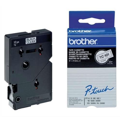 [188890] BROTHER Cassette Ruban TC Noir/transparent 12mmx7,7m TC101pour PT500/8E/2000/3000/5000