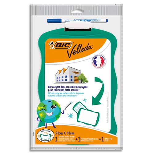 [451534] BIC Ardoise recyclée incassable 21 x 31 cm + 1 marqueur Velleda 1721 bleu + 1 effaçette
