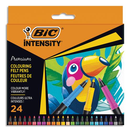 [451535] BIC Etui de 24 feutres de coloriage Intensity premium. Grip caoutchouc. Couleurs assorties.