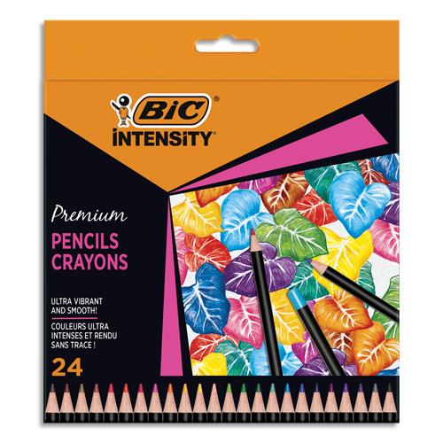 [451538] BIC Etui de 24 crayons de couleur Intensity premium. Bois FSC. Couleurs assorties.