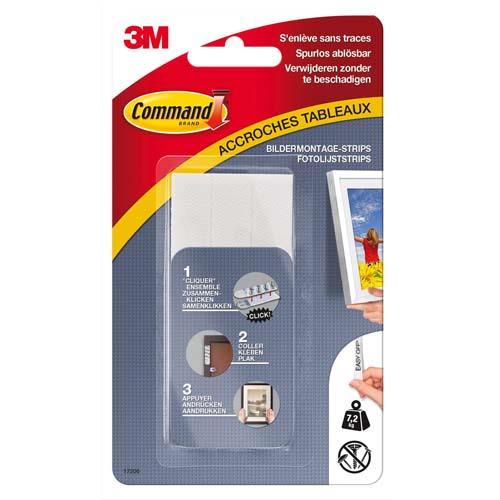 [193503] COMMAND Blister de 8 Languettes de fixation Command™ pour tableau, Grand modèle Blanc Poids max 7,2 kg