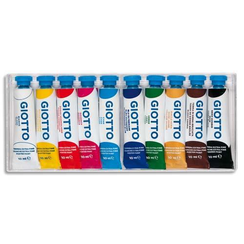 [028581] GIOTTO Boîte rigide packebordable de 10 tubes 10ml de gouache, coloris assortis