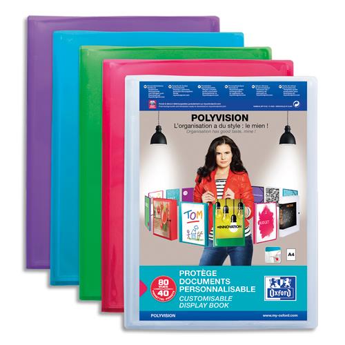 [209765] OXFORD Protège-documents personnalisable Polyvision 80 vues, 40 pochettes. En polypropylène. Assortis