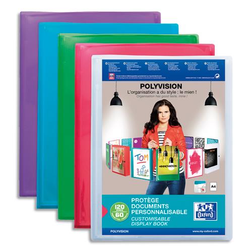 [209773] OXFORD Protège-documents personnalisable Polyvision 120 vues, 60 pochettes. En polypropylène. Assortis