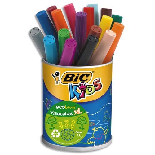 [209881] BIC KIDS Visacolor XL Feutres de Coloriage à Pointe Large Et Résistante - Couleurs Assorties x18