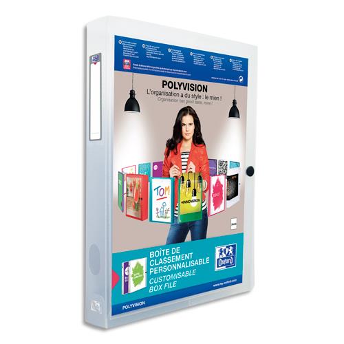 [032095] OXFORD Boîte de classement personnalisable Polyvision 24x32cm, en polypro 7/10e. Dos 4cm. Incolore