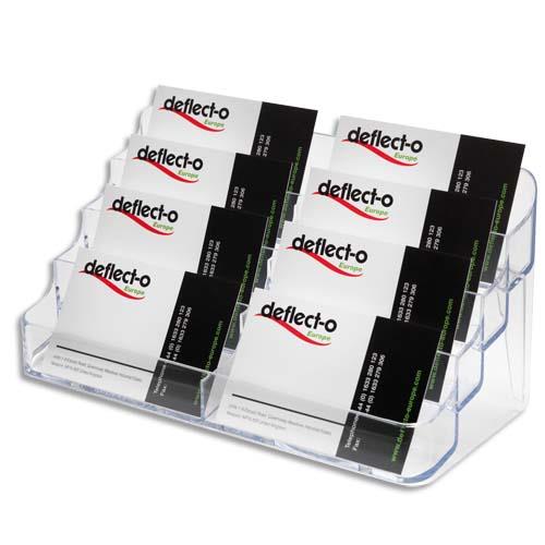 [214046] DEFLECTO Porte-cartes de visite 2x4 compartiments - Dimensions L20 x H9,9 x P9,2 cm coloris transparent