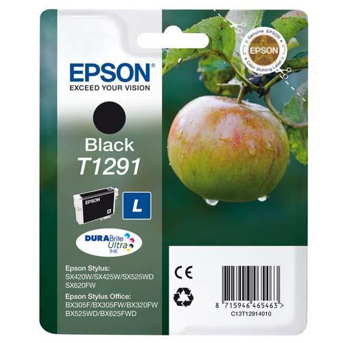 [216372] EPSON Cartouche Jet d'Encre DURABrite Ultra Noir ''Pomme'' (T1291) - C13T12914012 (dont eco-taxe de 0,01 €)