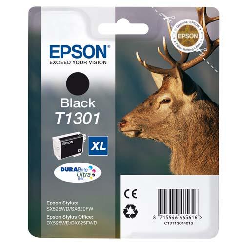 [216380] EPSON Cartouche Jet d'Encre DURABrite Ultra Noir (XL) ''Cerf'' (T1301) - C13T13014012 (dont eco-taxe de 0,01 €)