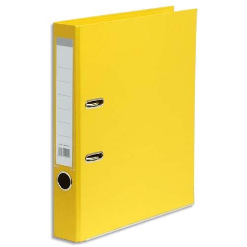 [973761] Classeur à levier en polypropylène intérieur/extérieur. Dos 5 cm. Format A4. Coloris Jaune.