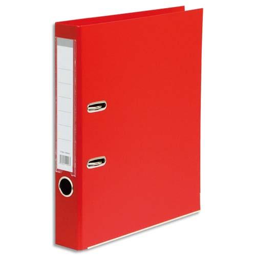 [973826] Classeur à levier en polypropylène intérieur/extérieur. Dos 5 cm. Format A4. Coloris Rouge.