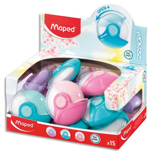 [377392] MAPED Gomme ZENOA PLUS avec étui de protection rotatif. Coloris assortis pastel aléatoire
