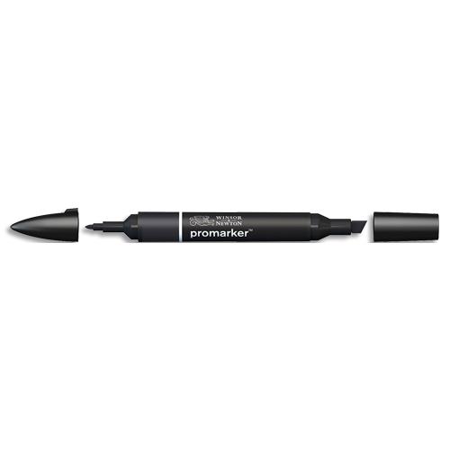 [382070] WINSOR & NEWTON Feutre double pointe PROMARKER. Une pointe fine et une pointe large. Couleur Noir