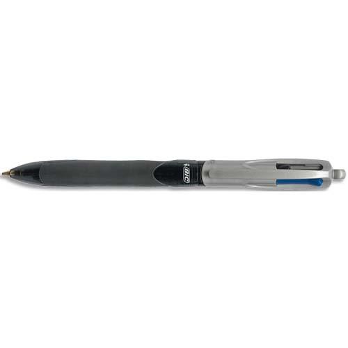 [217043] BIC Stylo bille 4 couleurs rétractables Grip Pro. Pointe Moyenne (1,0 mm). Corps Noir
