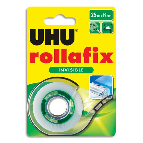 [409605] UHU Ruban adhésif sur dévidoir Rollafix invisible 25m x 19mm + recharge