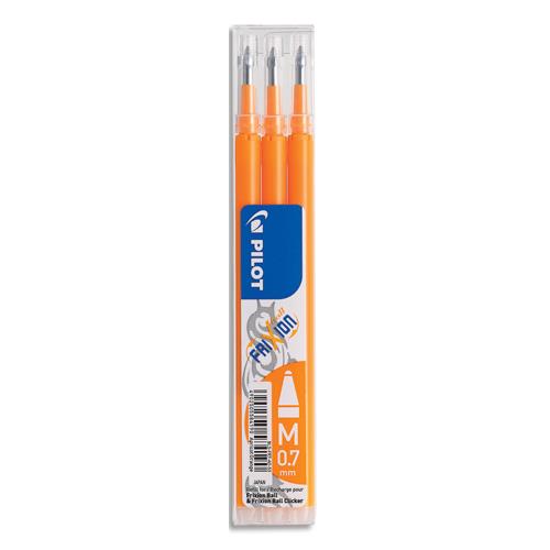 [436350] PILOT Set de 3 recharges pour roller FriXion Ball 07. Pointe moyenne 0,7 mm. Encre Orange Abricot