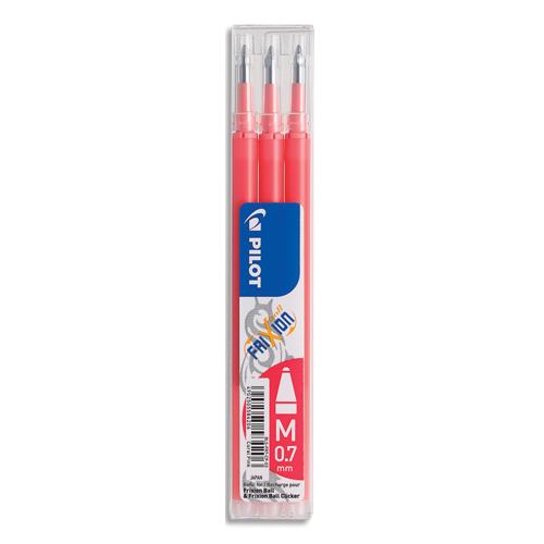 [436351] PILOT Set de 3 recharges pour roller FriXion Ball 07. Pointe moyenne 0,7 mm. Encre Rose Corail
