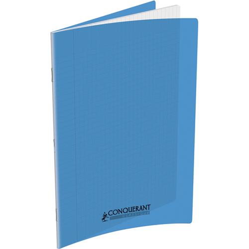 [436885] CONQUERANT C9 Cahier piqûre 24x32cm 140 pages 90g grands carreaux Seyès. Couverture polypropylène Bleu